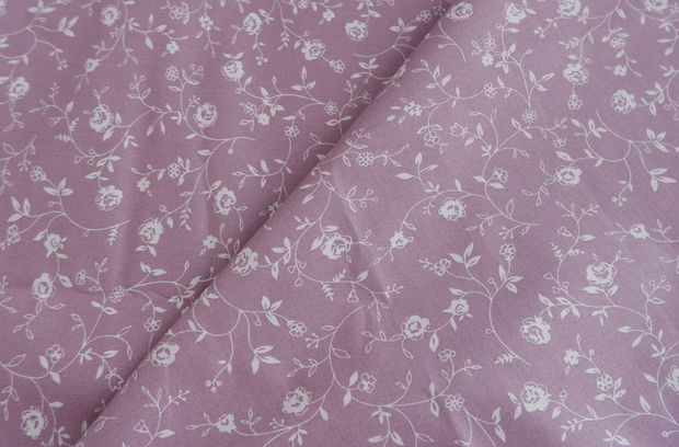 Rochie Camasa Maneca Scurta Lila cu Flori Albe