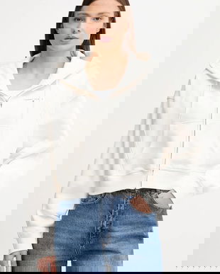 Tommy Jeans bluză culoarea bej, cu glugă, uni, DW0DW21163