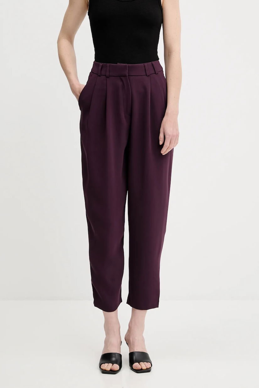 Answear Lab pantaloni culoarea violet, fason chinos, high waist