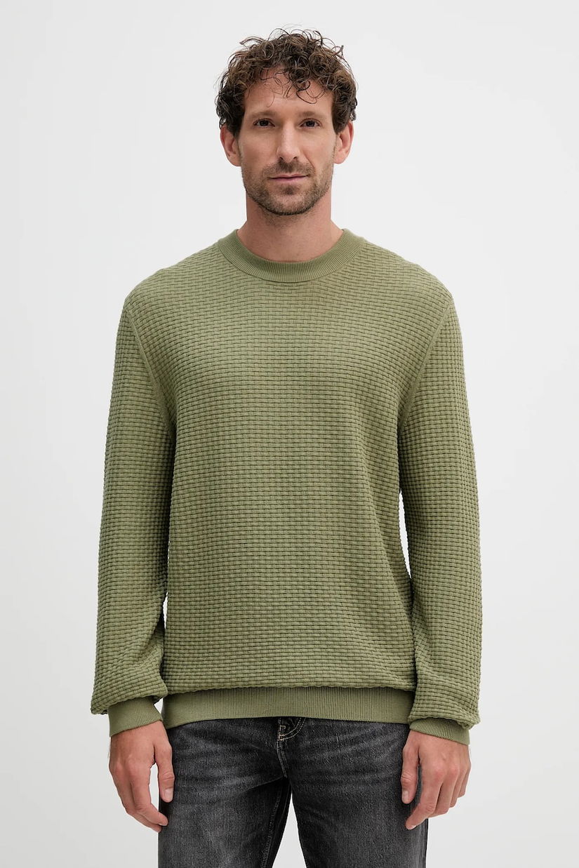 BOSS pulover de bumbac culoarea verde, light, 50545283