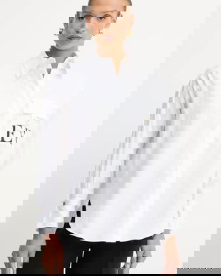 Elisabetta Franchi cămașă din bumbac culoarea alb, cu guler clasic, relaxed, CA12156E2