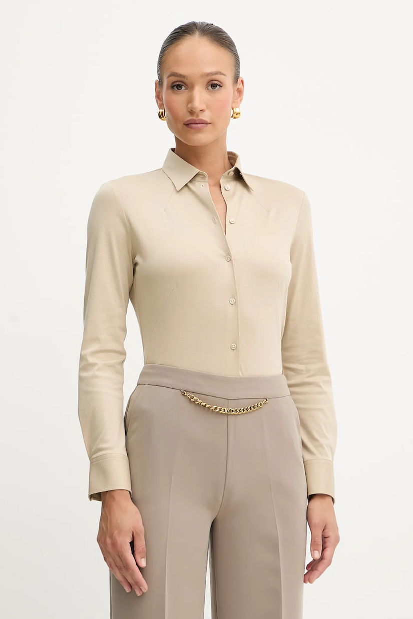 BOSS cămașă din bumbac culoarea bej, cu guler clasic, regular, 50543691