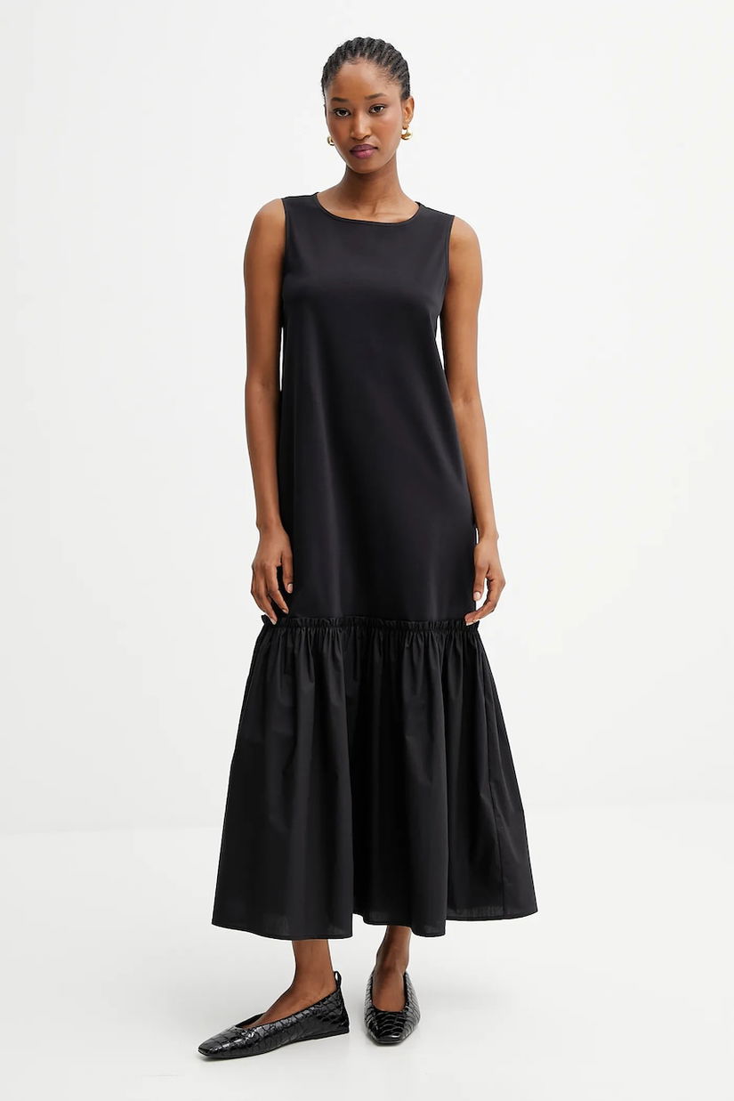 Weekend Max Mara rochie din bumbac OSMIO culoarea negru, maxi, evazați, 2525626051600