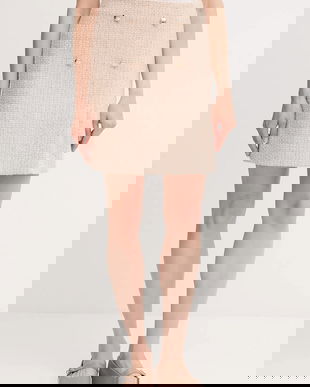 Joop! fustă din amestec de lână culoarea bej, mini, drept, 30047955