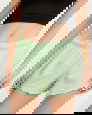 New Balance pantaloni scurți de antrenament culoarea verde, uni, high waist, WS41286MEW