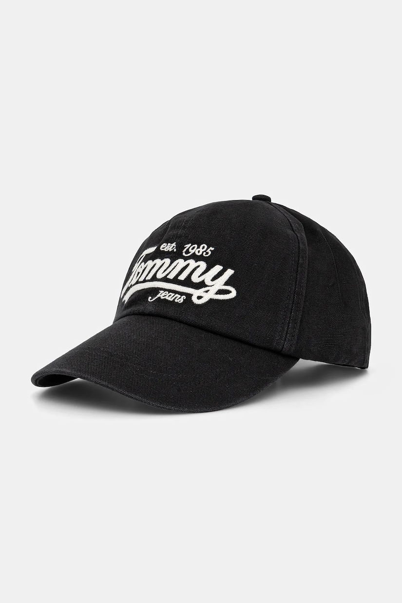 Tommy Jeans șapcă de baseball din bumbac culoarea negru, AM0AM13550