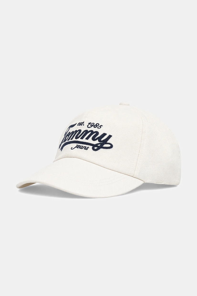 Tommy Jeans șapcă de baseball din bumbac culoarea alb, AM0AM13550