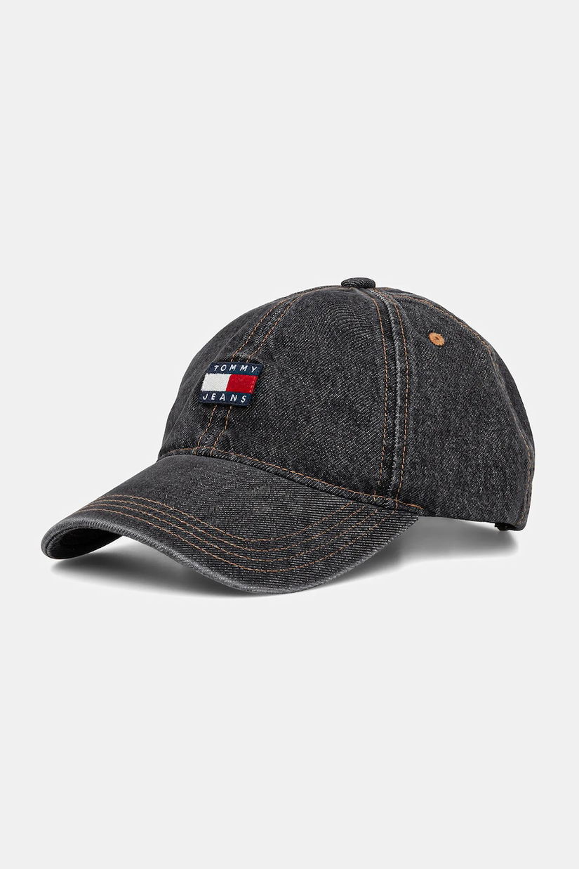 Tommy Jeans șapcă de baseball din denim culoarea negru, AM0AM13567