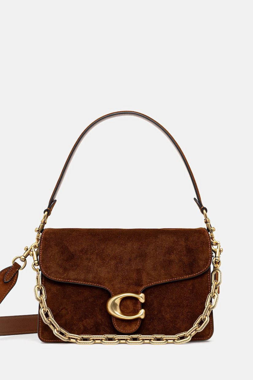 Coach geanta de mână din piele întoarsă Tabby culoarea maro, CCK51