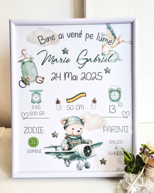 Rama foto personalizata ursulet aviator