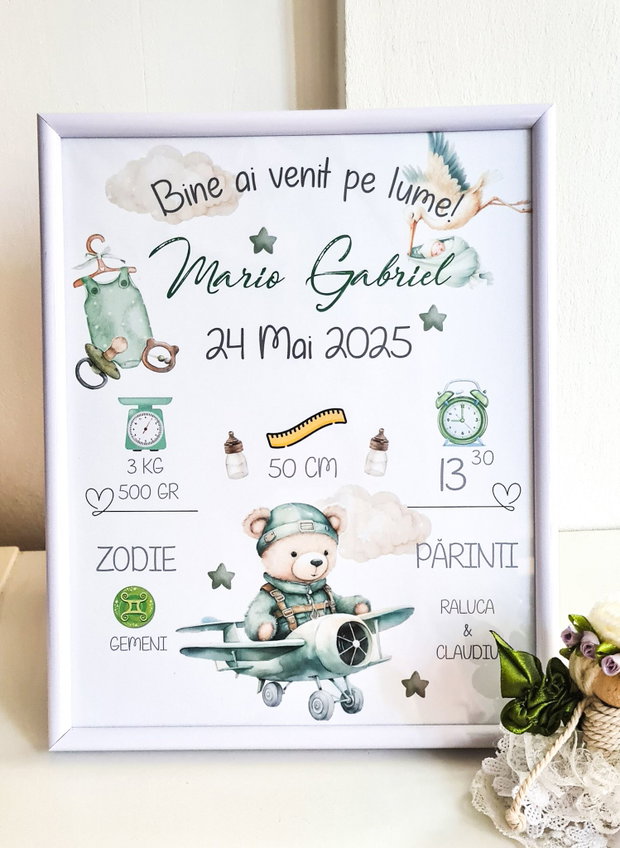 Rama foto personalizata ursulet aviator