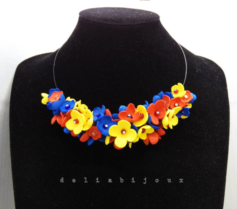 Colier handmade statement - Tricolor (cod1262)