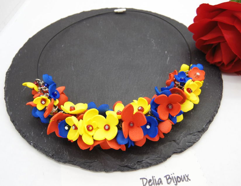 Colier handmade statement - Tricolor (cod1262)