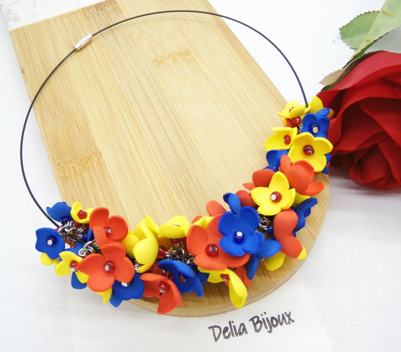 Colier handmade statement - Tricolor (cod1262)