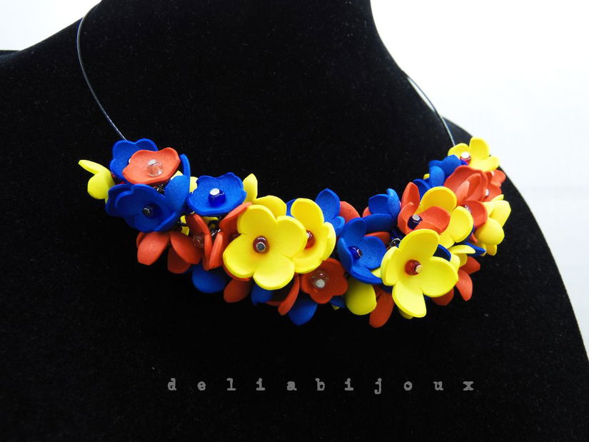 Colier handmade statement - Tricolor (cod1262)