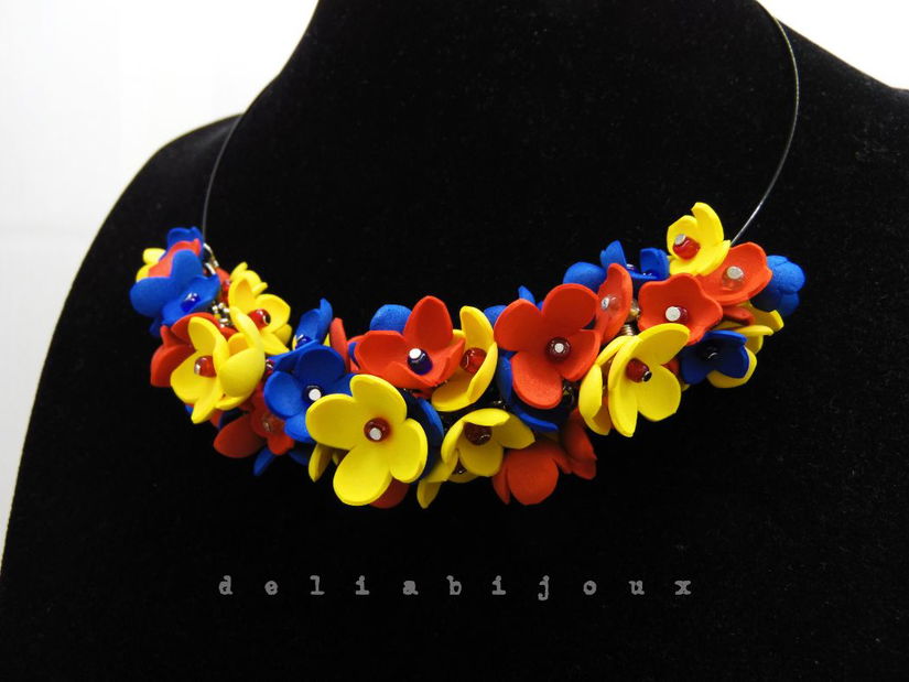 Colier handmade statement - Tricolor (cod1262)