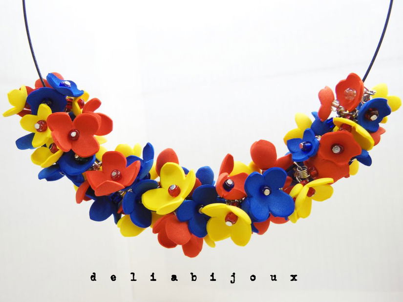 Colier handmade statement - Tricolor (cod1262)