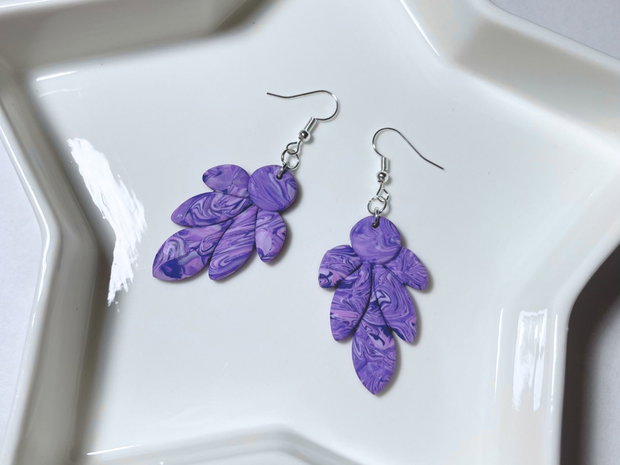 Cercei din lut polimeric MIDNIGHT PETALS #C0153