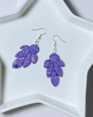 Cercei din lut polimeric MIDNIGHT PETALS #C0153