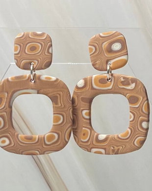 Cercei din lut polimeric MOCHA MAZE #C0156