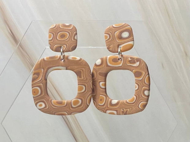Cercei din lut polimeric MOCHA MAZE #C0156