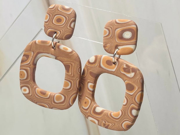 Cercei din lut polimeric MOCHA MAZE #C0156