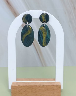 Cercei din lut polimeric EMERALD SWIRL #C0159
