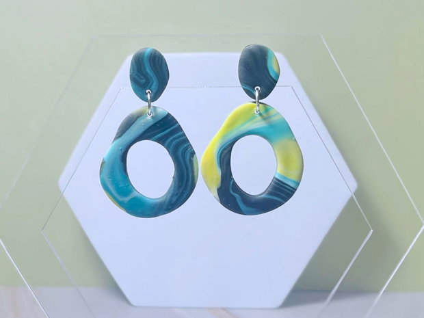 Cercei din lut polimeric TEAL MIRAGE #C0160