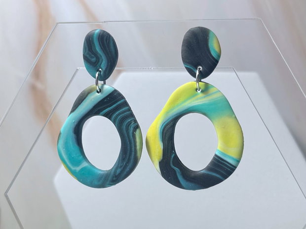 Cercei din lut polimeric TEAL MIRAGE #C0160