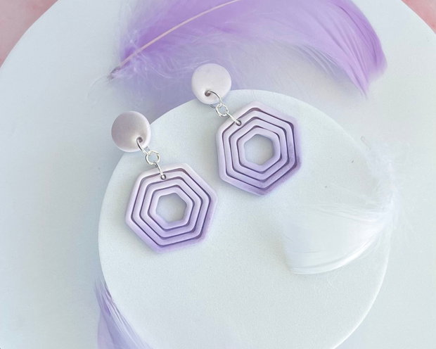 Cercei din lut polimeric LAVENDER ESCAPE #C0002