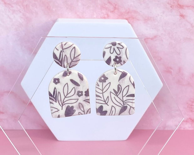 Cercei din lut polimeric VIOLET BLOOM #C0163
