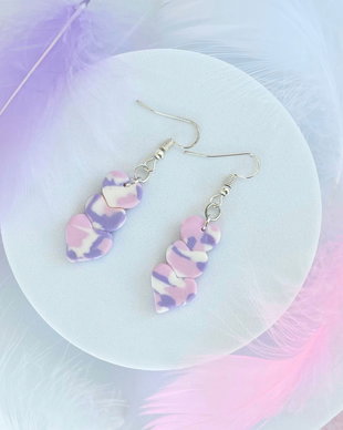 Cercei din lut polimeric ROSE HEARTS #C0164