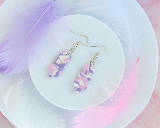 Cercei din lut polimeric ROSE HEARTS #C0164