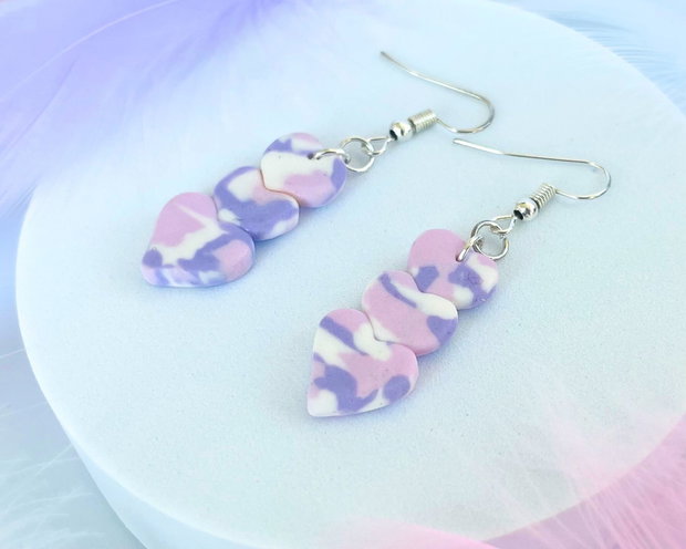 Cercei din lut polimeric ROSE HEARTS #C0164