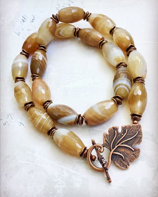 Colier vintage agate dantela naturale