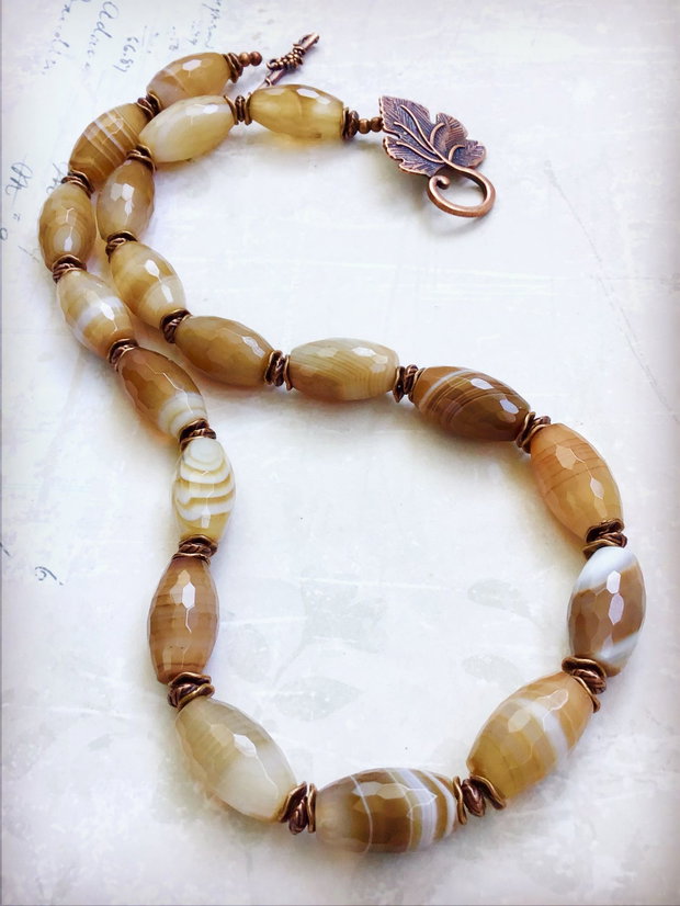 Colier vintage agate dantela naturale