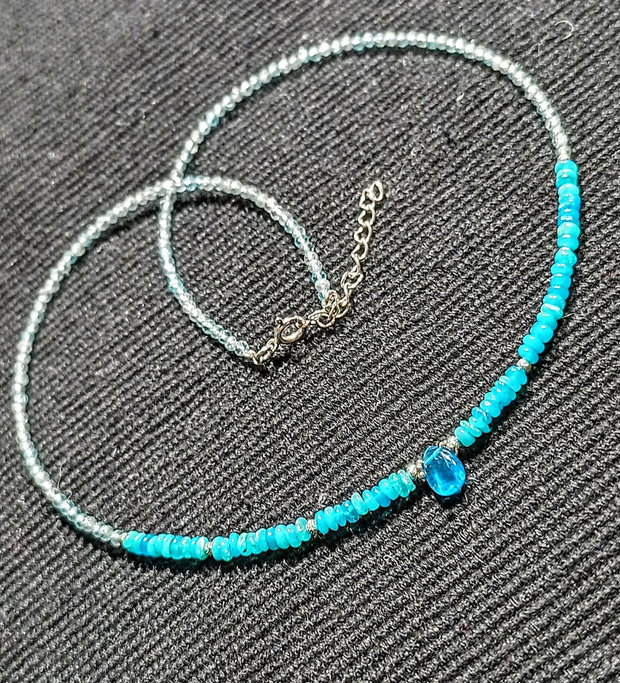 Colier argint opal de foc Paraiba apatit apatit neon brioleta minimalist boho chic trendy - Transport gratuit