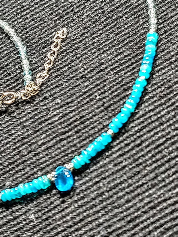 Colier argint opal de foc Paraiba apatit apatit neon brioleta minimalist boho chic trendy - Transport gratuit