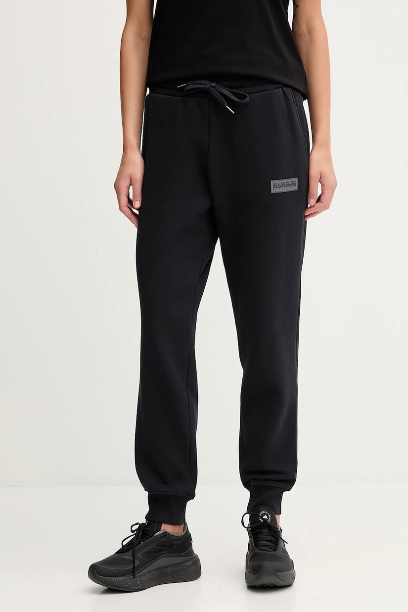 Napapijri pantaloni de trening M-Box femei, culoarea negru, cu imprimeu, NP0A4HZ60411
