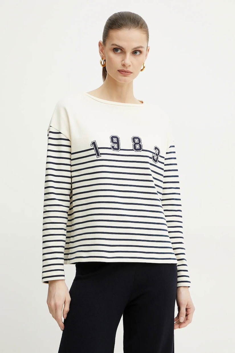 Weekend Max Mara hanorac de bumbac femei, culoarea bej, cu imprimeu, 2515941041600