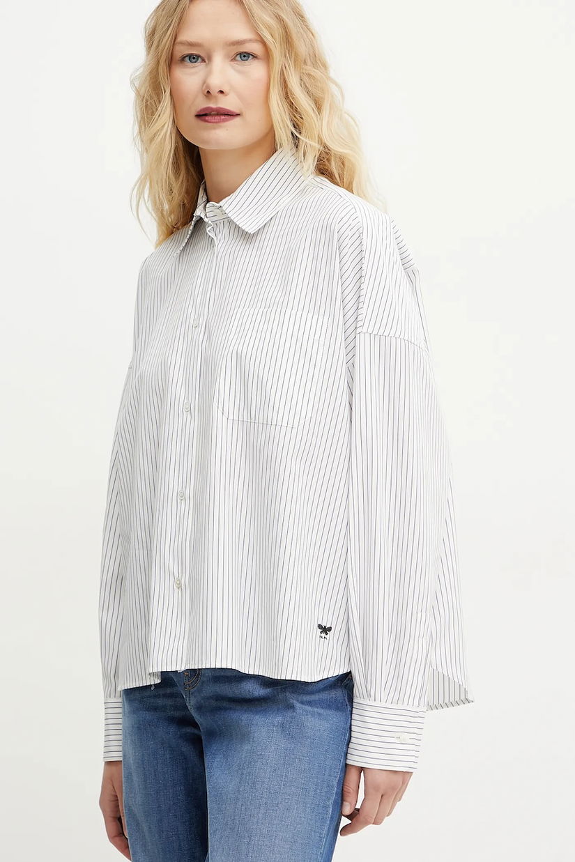 Weekend Max Mara cămașă din bumbac femei, culoarea alb, cu guler clasic, relaxed, 2515111071600