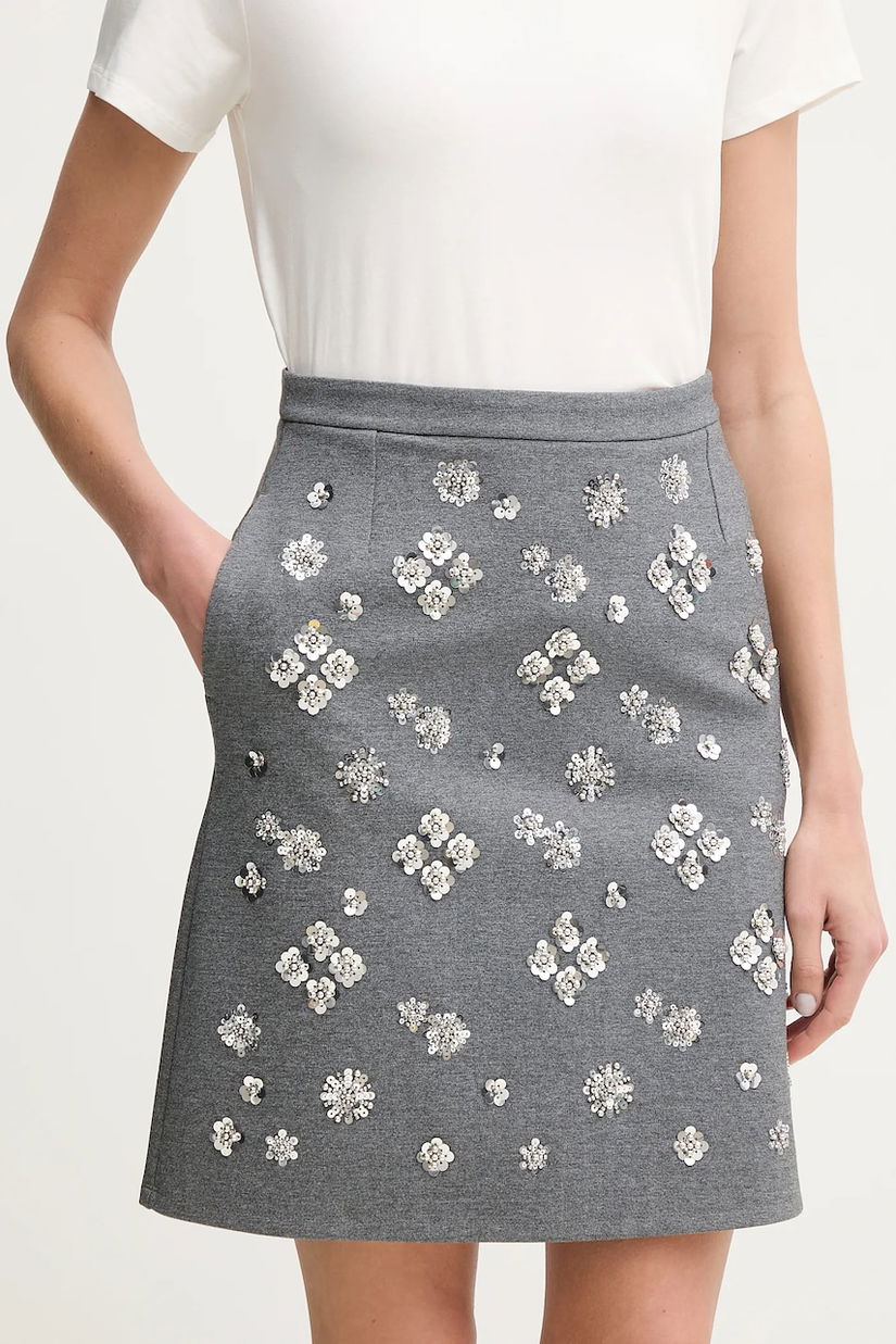Weekend Max Mara fustă culoarea gri, mini, drept, 2515771021600