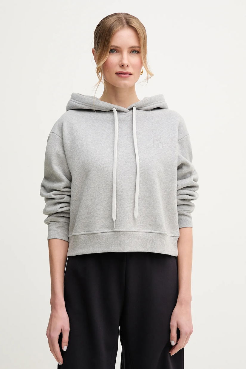 Weekend Max Mara hanorac de bumbac femei, culoarea gri, cu glugă, uni, 2515921011600