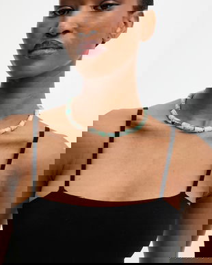 Answear.LAB colier din jasp kiwi, lucrat manual