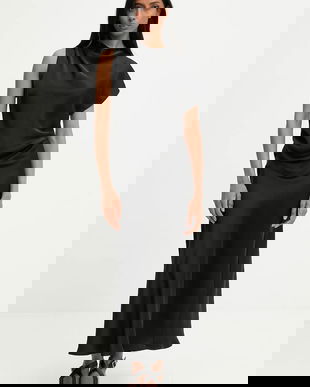 Answear.LAB rochie culoarea negru, maxi, evazati