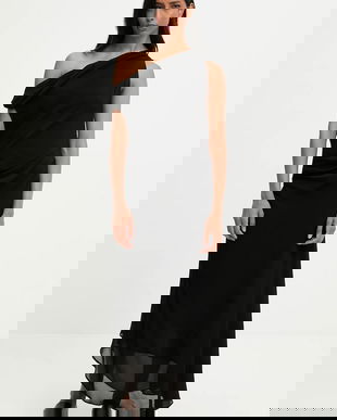 Answear.LAB rochie culoarea negru, maxi, drept