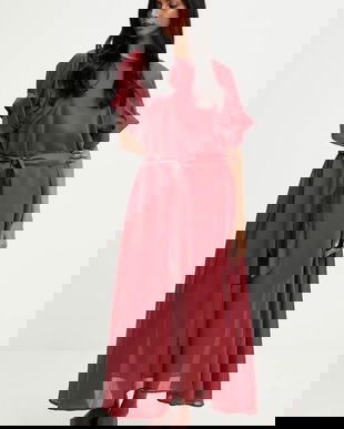 Answear.LAB rochie culoarea rosu, maxi, evazati