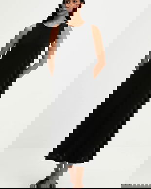 Answear.LAB rochie culoarea negru, midi, evazati