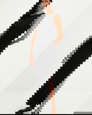 Answear.LAB rochie culoarea negru, maxi, drept