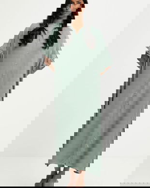 Answear.LAB rochie culoarea verde, maxi, drept